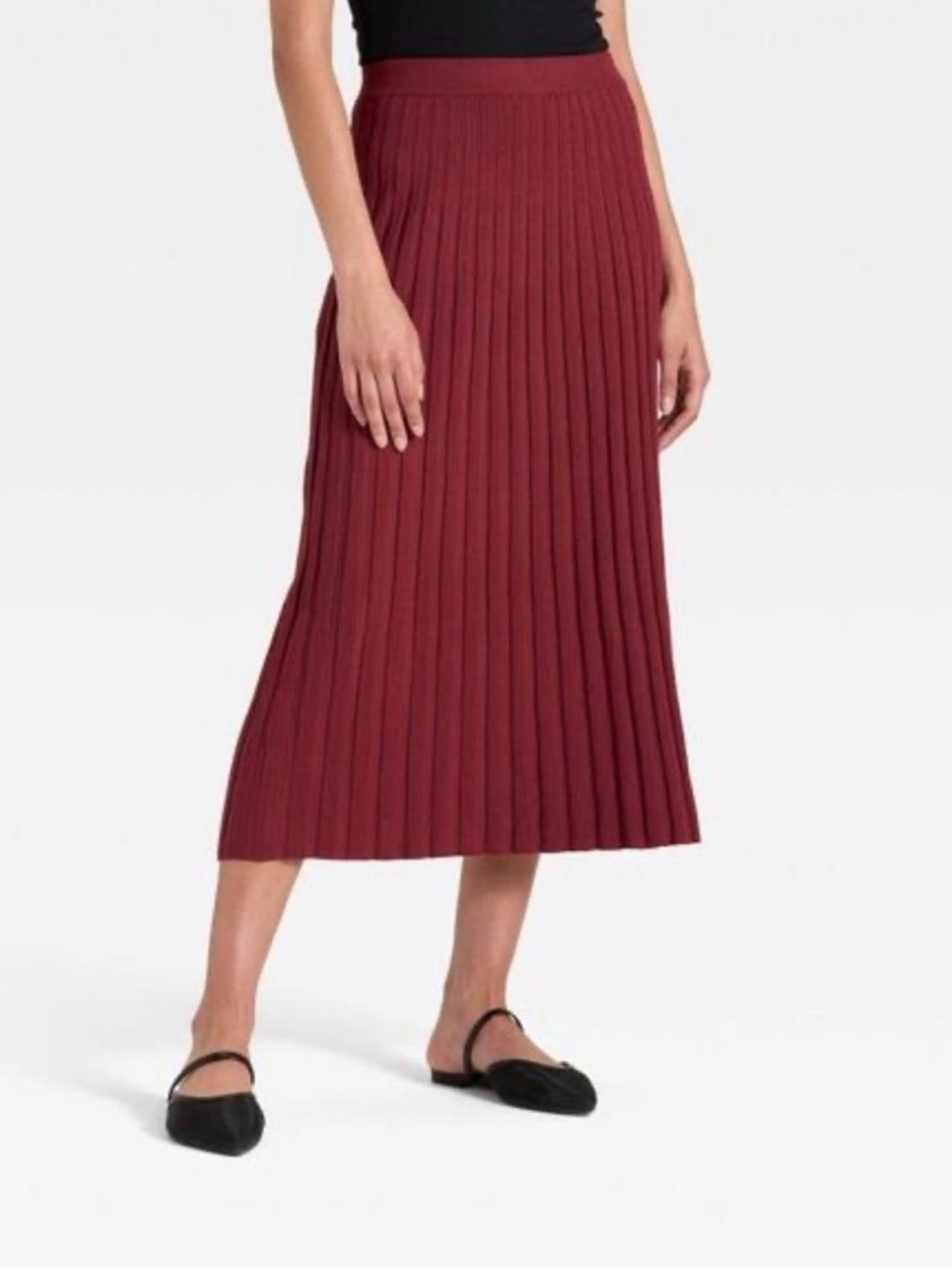 A New Day - Women's Ribbed Mini Sweater Skirt- Maro Maroon